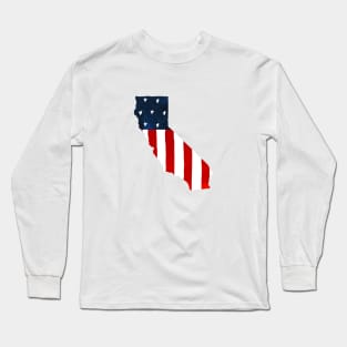 Patriotic USA Flag California Map Long Sleeve T-Shirt